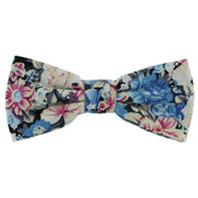 Michelsons of London Contast Floral Bow Tie and Plain Pocket Square Set - Light Blue