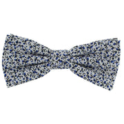 Michelsons of London Contast Floral Bow Tie and Plain Pocket Square Set - Navy