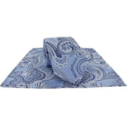 Michelsons of London Defined Paisley Polyester Tie and Pocket Square Set - Blue