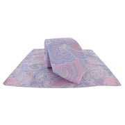 Michelsons of London Defined Paisley Polyester Tie and Pocket Square Set - Pink
