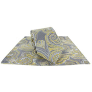 Michelsons of London Defined Paisley Polyester Tie and Pocket Square Set - Yellow