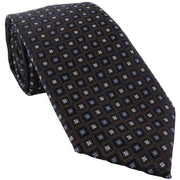 Michelsons of London Diamond Grid Tie and Pocket Square Set - Brown