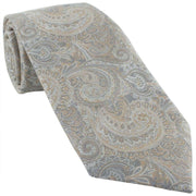 Michelsons of London Elegant Paisley Tie and Pocket Square Set - Gold/Ecru