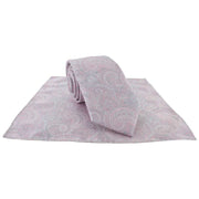 Michelsons of London Elegant Paisley Tie and Pocket Square Set - Pink