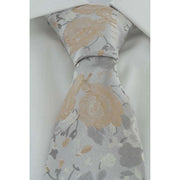 Michelsons of London Floral Wedding Tie and Pocket Square Set - Gold/Ecru