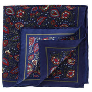 Michelsons of London Garden Floral Silk Pocket Square - Navy