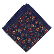 Michelsons of London Garden Floral Silk Pocket Square - Navy