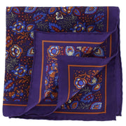 Michelsons of London Garden Floral Silk Pocket Square - Purple
