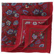 Michelsons of London Garden Floral Silk Pocket Square - Red