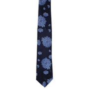 Michelsons of London Large Floral Polyester Tie - Navy/Blue