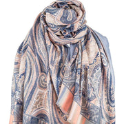 Michelsons of London Large Paisley Scarf - Blue/Pink