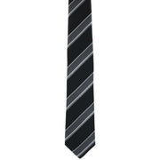 Michelsons of London Large Textured Block Stripe Silk Tie - Black