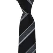 Michelsons of London Large Textured Block Stripe Silk Tie - Black