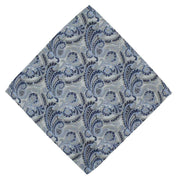 Michelsons of London Ornamental Paisley Polyester Tie and Pocket Square Set - Grey/Blue