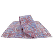 Michelsons of London Ornamental Paisley Polyester Tie and Pocket Square Set - Pink/Blue