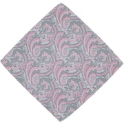 Michelsons of London Ornamental Paisley Polyester Tie and Pocket Square Set - Silver/Pink