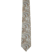 Michelsons of London Ornamental Paisley Polyester Tie and Pocket Square Set - Taupe/Brown