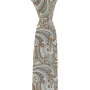 Michelsons of London Ornamental Paisley Polyester Tie and Pocket Square Set - Taupe/Brown