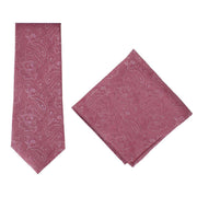 Michelsons of London Ornate Jacquard Silk Tie and Pocket Square Set - Red