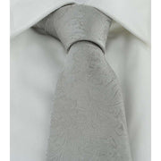 Michelsons of London Ornate Jacquard Silk Tie and Pocket Square Set - Silver