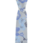 Michelsons of London Oversized Floral Polyester Tie and Pocket Square Set - Blue