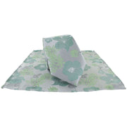 Michelsons of London Oversized Floral Polyester Tie and Pocket Square Set - Green