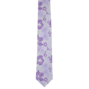 Michelsons of London Oversized Floral Polyester Tie and Pocket Square Set - Purple