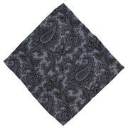 Michelsons of London Paisley Wool Pocket Square - Grey/Black