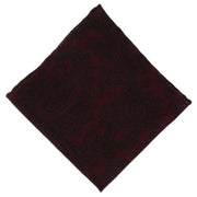 Michelsons of London Paisley Wool Pocket Square - Wine/Black