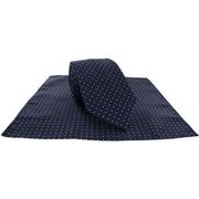 Michelsons of London Pin Dot Tie and Pocket Square Set - Navy/White