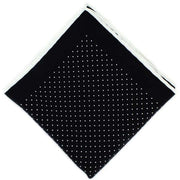 Michelsons of London Pin Dot with Border Silk Handkerchief  - Black/White