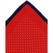 Michelsons of London Pin Dot with Border Silk Handkerchief  - Red/Navy