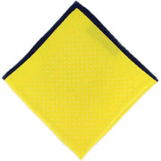 Michelsons of London Pin Dot with Border Silk Handkerchief  - Yellow/Navy