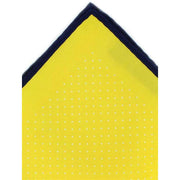 Michelsons of London Pin Dot with Border Silk Handkerchief  - Yellow/Navy