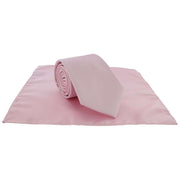 Michelsons of London Plain Polyester Pocket Square and Tie Set - Pink