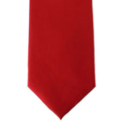 Michelsons of London Plain Polyester Pocket Square and Tie Set - Scarlet Red