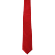 Michelsons of London Plain Polyester Pocket Square and Tie Set - Scarlet Red