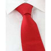 Michelsons of London Plain Polyester Pocket Square and Tie Set - Scarlet Red