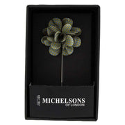 Michelsons of London Puppy Tooth Flower Lapel Pin - Light Blue/Green