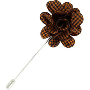 Michelsons of London Puppy Tooth Flower Lapel Pin - Orange/Black