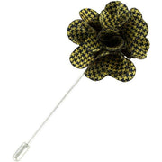 Michelsons of London Puppy Tooth Flower Lapel Pin - Yellow/Black