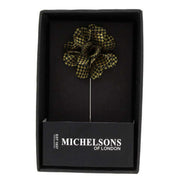 Michelsons of London Puppy Tooth Flower Lapel Pin - Yellow/Black