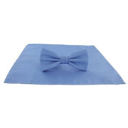 Michelsons of London Semi Plain Bow Tie and Pocket Square Set - Ice Blue