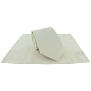 Michelsons of London Semi Plain Tie and Pocket Square Set - Cream