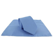 Michelsons of London Semi Plain Tie and Pocket Square Set - Ice Blue
