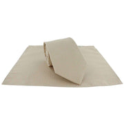 Michelsons of London Semi Plain Tie and Pocket Square Set - Taupe