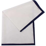 Michelsons of London Shoestring Border Handkerchief - White/Navy