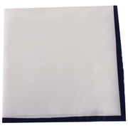 Michelsons of London Shoestring Border Handkerchief - White/Navy