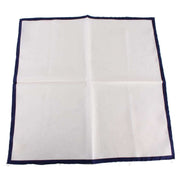 Michelsons of London Shoestring Border Handkerchief - White/Navy