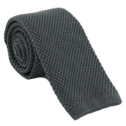 Michelsons of London Silk Knitted Skinny Tie - Charcoal